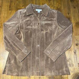 Real Clothes by Saks Fifth Avenue women's button 100% leather jacket size 12